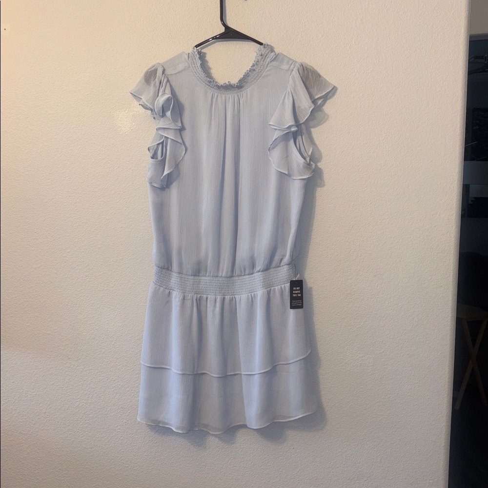 Express Light Blue Ruffle Dress